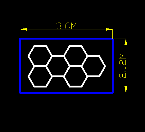 6 Hexagons With Blue Border 2.12 X 3.60 Meters